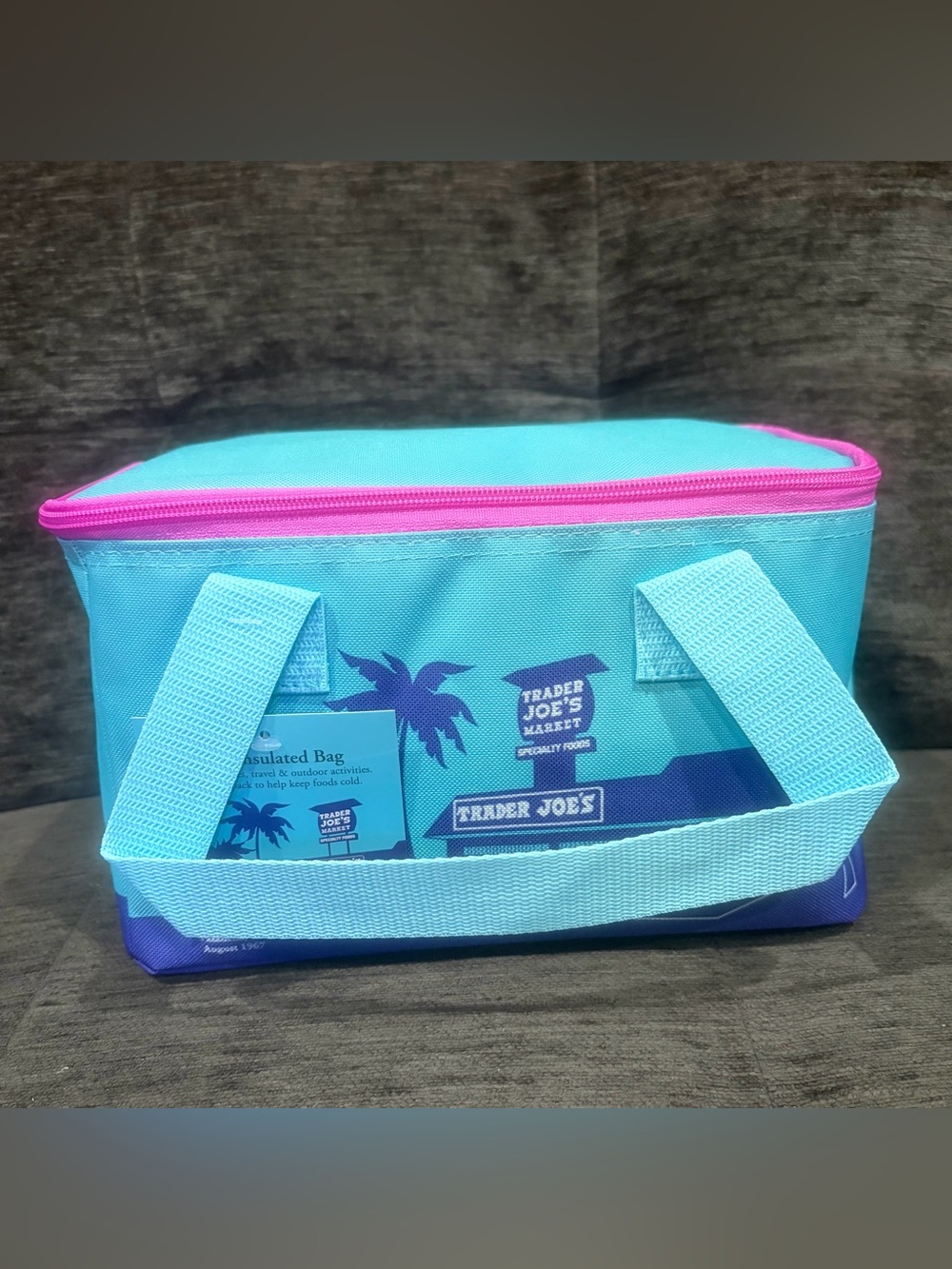 Trader Joe's Aqua & Pink Mini Insulated Cooler Bag